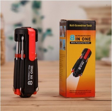 Car Supplies 8 In 1 Screwdriver With LED Flashlight Car Portable Multifunctional Outdoor Tools