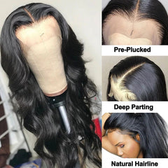 Luxurious Body Wave Lace Frontal Human Hair Wig – Pre-Plucked, Full & Thick, 13x4, 4x4, or 5x5 Closure Options